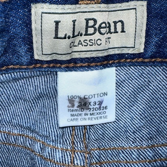 NWOT Men’s 34 x 32 LL Bean Dark Wash Classic Fit Denim Blue Jeans - Picture 2 of 7